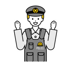 上半身のポーズ_シンプルな警察官の男性06
