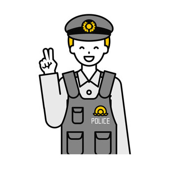 recommend clip art: 上半身のポーズ_シンプルな警察官の男性04