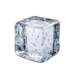 Transparent ice cube with crystal like texture