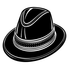 Black Hat Silhouette Vector Illustration Isolated on Transparent Background