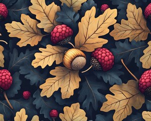 Autumn Leaves & Acorns Pattern