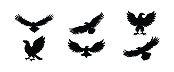 Obraz premium Eagle Silhouettes Vector Illustration.