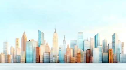 Urban skyline view modern city digital artwork bright atmosphere aerial perspective