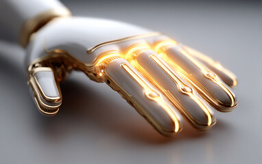 ai responsibility: hand and glowing circuitry