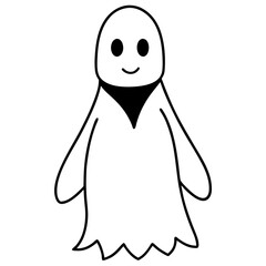 Cute Ghost Costume Silhouette Vector Fun and Spooky Illustration for Halloween Designs