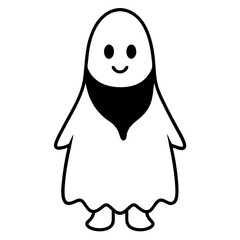 Cute Ghost Costume Silhouette Vector Fun and Spooky Illustration for Halloween Designs