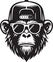 monkey head sunglasses and cap, monkey head sunglasses and cap vector illustration