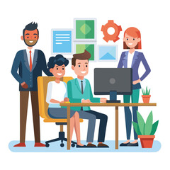 professional-business-people--programmer working vector image on a white background 