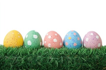 5 easter eggs grass decoration colorful.