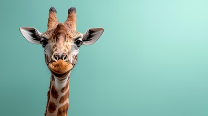 Naklejka premium Unique giraffe portraits close-up animal photography with stunning natural backdrops