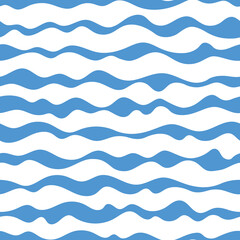 Seamless pattern, wavy lines, sea waves stylization, vector background