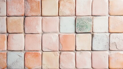 Soft pastel peach ceramic tiles with subtle texture, seamless background ideal for interior design, wall decor, or digital graphic use
