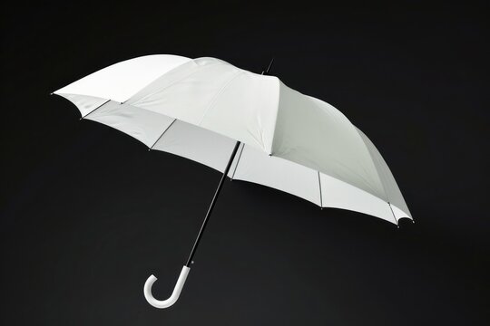 Fototapeta White umbrella mockup black background protection sheltering.