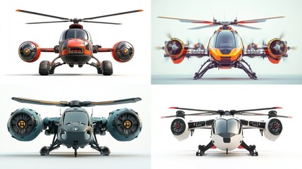Four futuristic helicopter designs.