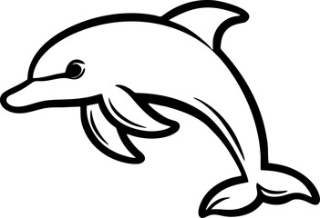 Obraz premium vector dolphin outline suitable for logos, tattoos, or educational materials about marine animals. Perfect for sleek, modern designs.