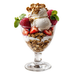 Layered Parfait with Granola Strawberries and Whipped Cream