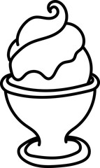 Coloring Page Outline of Cartoon Ice Cream. Sweet Treats. Coloring Book for Kids.
