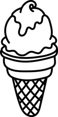Coloring Page Outline of Cartoon Ice Cream. Sweet Treats. Coloring Book for Kids.