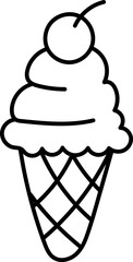 Coloring Page Outline of Cartoon Ice Cream. Sweet Treats. Coloring Book for Kids.