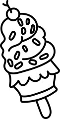 Coloring Page Outline of Cartoon Ice Cream. Sweet Treats. Coloring Book for Kids.