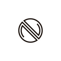 Letter N circle, line geometric symbol simple logo vector