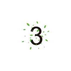 Number 3 leaves geometric symbol simple logo vector