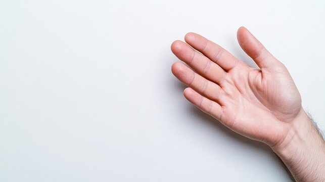 Open palm on a white surface