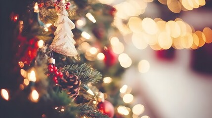 Obraz premium Sparkling Christmas Tree Ornament Festive Lights Holiday Season