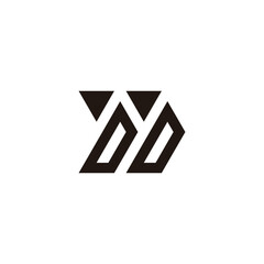 Letter D direction, double geometric symbol simple logo vector