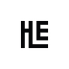 Letter HE square geometric symbol simple logo vector