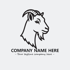 Head of goat illustration black and white for logo company vector image
