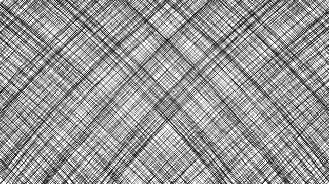 Animation of dense diagonal lines with slightly varying line thickness and spacing and a dynamic, textured black and white background.