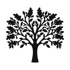 Obraz premium Download tree silhouette vector image of oak tree with leaves for free nature illustration and design needs symbol for architecture and landscape design.