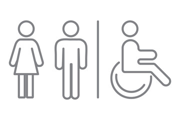 Toilet icon set for web and mobile app. Girls and boys restrooms sign and symbol. bathroom sign. wc, lavatory