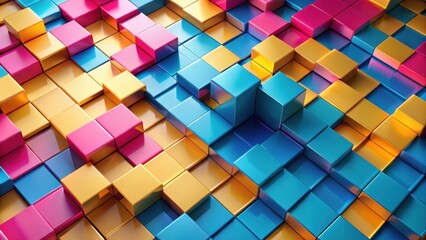 Abstract Colorful Cube Pattern A Vibrant 3D Rendering of Interlocking Geometric Shapes