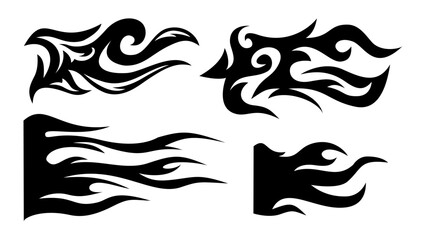 fire flame vector illustration. tribal fire symbol design. Flame decal. Tribal fire vinyl stickers for transportation. Burning element with curves for vehicle. fire silhouette.
