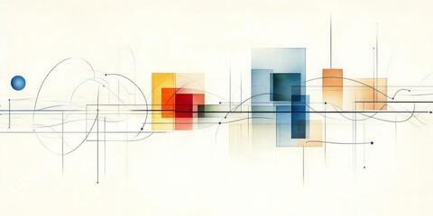 Fototapeta premium Minimalist Tech Blueprints – Abstract Digital Grids with Ink Bursts and Futuristic Linework