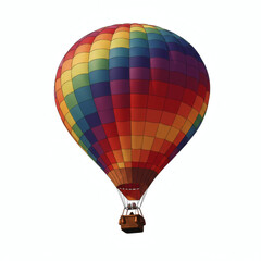 Naklejka premium Vibrant Rainbow Hot Air Balloon Soaring Through the Sky A Colorful Aerial Adventure