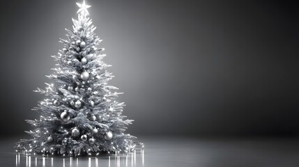 Silver Christmas Tree Elegant Decor Festive Winter Holiday Season