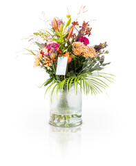 Gift Flower  in vase on transparent background. mother day , father day . holly day 
