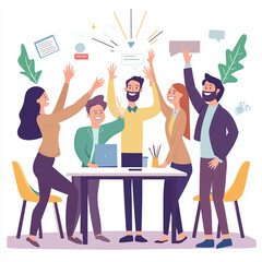 A group of employees celebrating a successful project