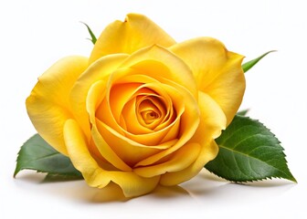 Isolated Single Yellow Rose on White Background with Clipping Path Perfect for Floral Design Wedding Invitations and