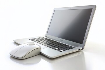 Modern Wireless Workspace Streamlined Laptop and Mouse for Effortless Productivity