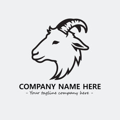 Head of goat illustration black and white for logo company vector image
