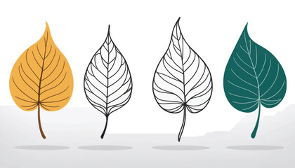 Obraz premium Elegant Leaf Illustrations Set Autumn Colors Outline Design Graphic Nature Botany
