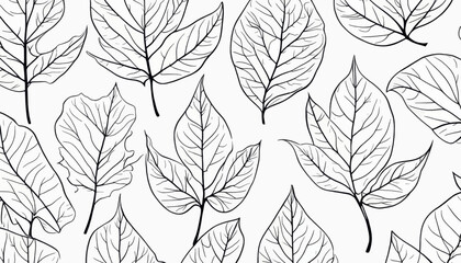Elegant Black and White Leaf Pattern Botanical Design for Print and Web