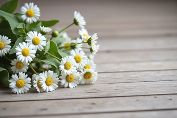 daisies and forgetmenots on a wooden surface1 © Bo