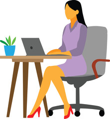 Businessman Lady working in the office clipart illustration 
