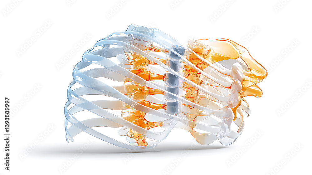 Poster dynamic visualization of transparent vertebral structure laboratory setting 3d model scientific envi