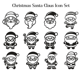 Christmas decoration elements set icons design of Santa Claus Vector Illustration